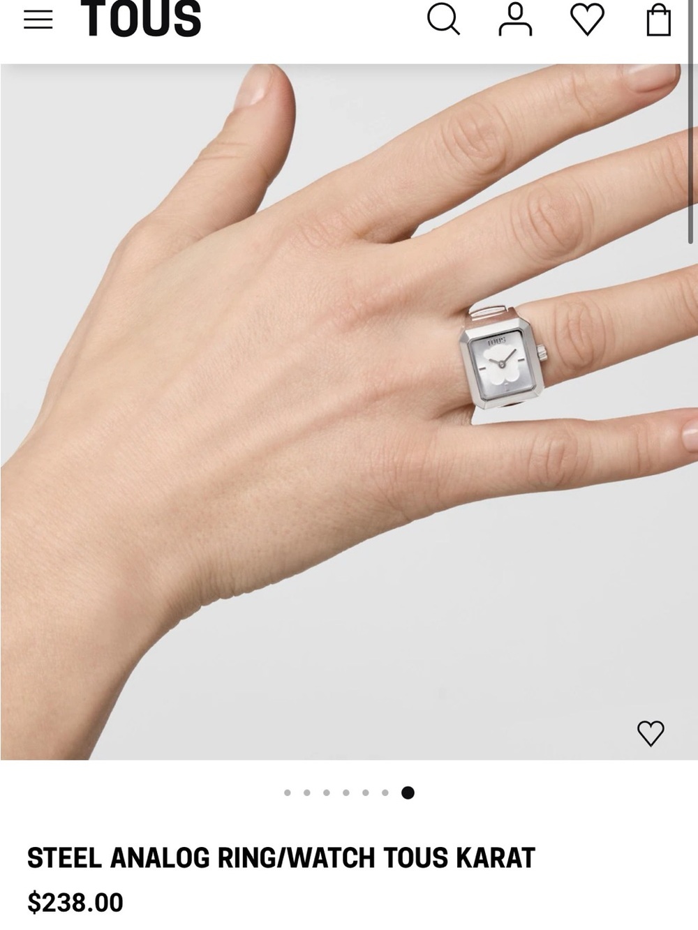 TOUS Silver Karat Steel Ring Watch - Picture 5 of 8